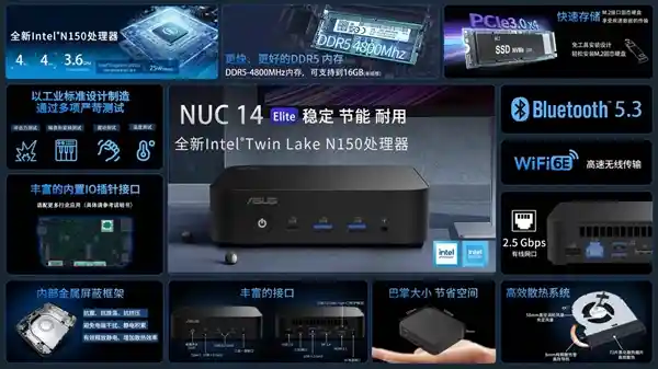 华硕新推商用迷你电脑ASUS NUC 14 Elite，继承阿特拉斯峡谷的传奇血脉